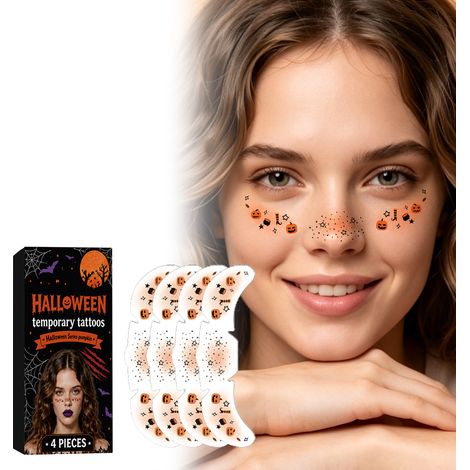 Halloween-Tattoos zum Aufkleben (Kürbisse) – Hochauflösende Farbwiedergabe, hautfreundlich, reine und leuchtende Farben, festliche Atmosphäre – 4 Stück -- DTEKGAZ