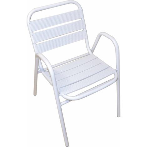 Sedia in alluminio con braccioli, bianca MALIGI HOME MG/CURRY Bianco - Alluminio