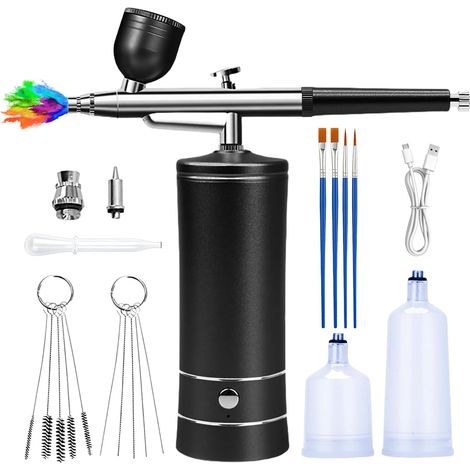 Kit Aérographe Sans Fil, Compresseur Rechargeable, Aérographe Portable, Pour Maquillage, Nail Art, Modelage De Tatouage, Décoration De Gâteaux (1/5)