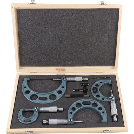 Satz mit 4 metrischen Außenmikrometern 0-100 mm mit Etui (1/5)