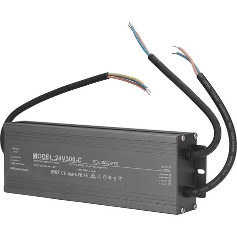 Alimentation LED étanche IP67 300W 24V 12,5A, transformateur à tension constante AC170-265V pour enseignes lumineuses, bloc d'alimentation extérieur. (1/5)