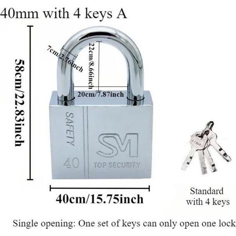 Serrure antivol pour armoire de dortoir,étanche,antirouille,petite serrure,loquet de porte,cadenas à ouverture -40mm with 4 keys A