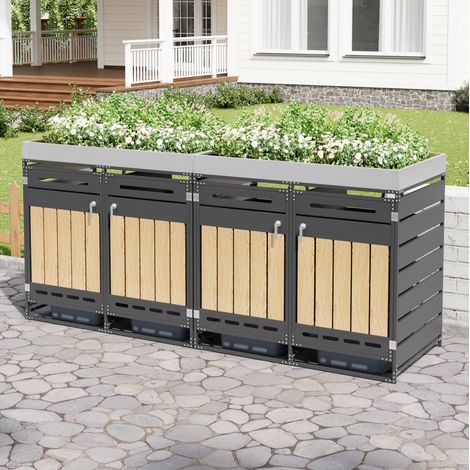 Armario exterior 4 compartimentos con jardinera OKMYHOME (1/5)