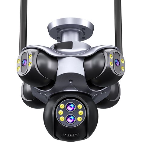 Caméra de surveillance extérieure PTZ à 6 lentilles, zoom 10x, suivi automatique, vision nocturne infrarouge et couleur jusqu’à 30 m, audio bidirectionnel, alarme sonore et lumineuse, IP66, carte TF (1/5)