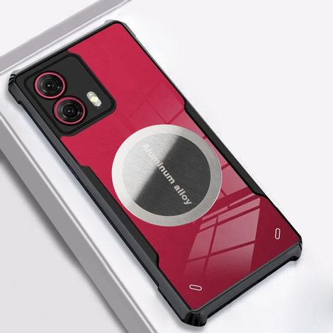 Étui pour Motorola Edge 50 Fusion 5G, avec plaque magnétique, transparent/noir (1/5)