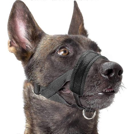 Muselière souple en nylon pour chien, anti-morsure, anti-aboiement, anti-morsure, anneau réglable (XL, noir)Rouge (1/5)