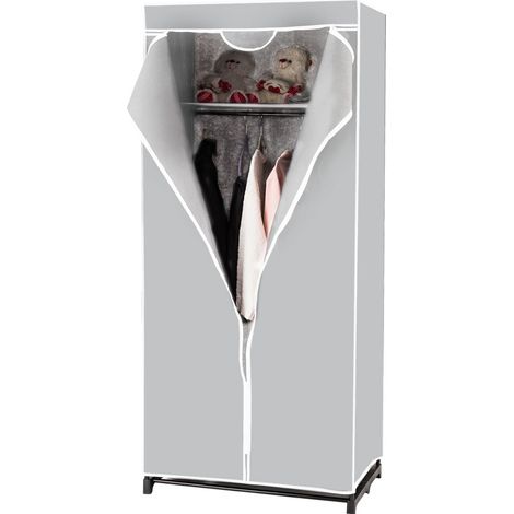COSTWAY Kleiderschrank Stoffschrank mit Kleiderstange, 172x74x50cm grau (1/5)