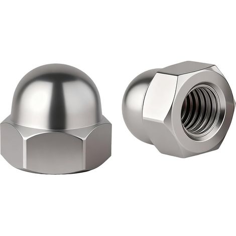10 Pièces Dôme Ecrou Borgne - Hexagonal Écrous Borgnes en Acier Inoxydable A2 Cache ecrou pour Vis Boulons Filetés (1/5)