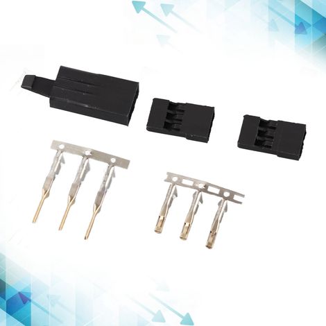 JR 11.031 Adapter-Kit für Miniatur-Flugzeugempfänger, DuPont abgewinkelte Anti-Detach-Vorrichtungen für Starrflügler mit Schlaufen, vergoldete Stecker und Buchsen, Schrauben (1/5)