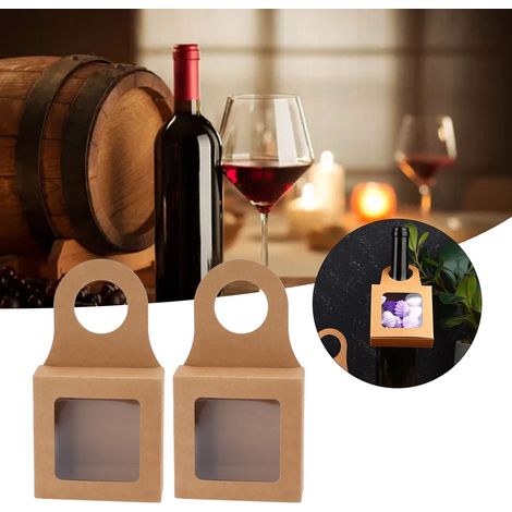 Boîte à vin Kraft de 25 pièces avec crochet et fenêtre (ZLP22111402) (1/5)