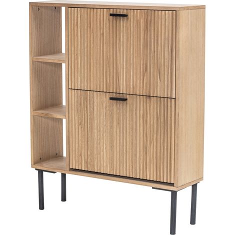 Nordlys – Meuble à chaussures en bois laqué 2 tiroirs – Design scandinave – Dimensions 80x23x97.5 cm – Poignées métal chromé