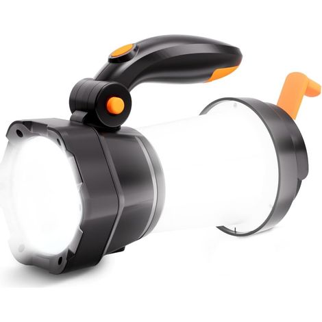 2 EN 1 Lampe de Camping LED, Torche Rechargeable avec Manivelle pour Charge d'Urgence, Lampe de Camping Portable avec 3 Modes d'Éclairage pour Randonnée en Plein Air (1/5)