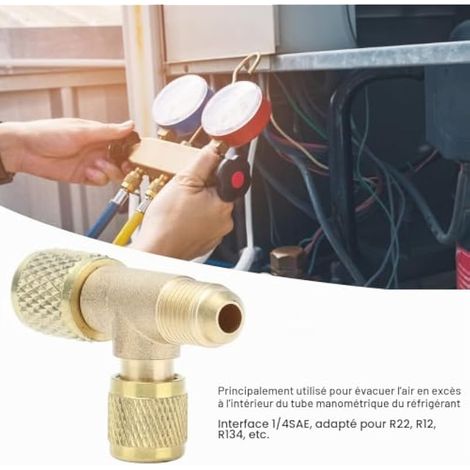 1/4 Pouce SAE Soupape D'échappement Climatisation Réfrigérant Robinet à Tournant Sphérique Compact Incliné pour R410A R134A R22 AC Cvc Installation Facile Polyvalence d'Utilisation Maison Bureau (1/3)