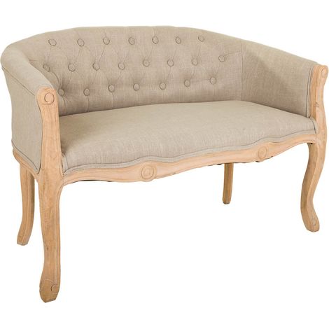 Sofá de madera y tapizado color crema 107x61x70 (1/5)