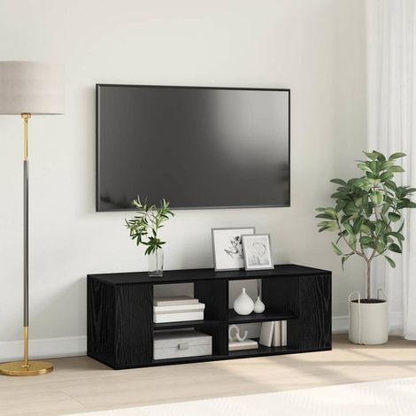 Ensemble meuble TV Montage mural-Banc TV-Meuble Télé Chêne noir 102 x 35 x 35 cm (1/5)