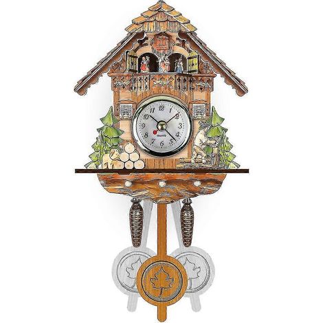 Horloge coucou en bois avec pendule, décoration murale pour salon, chambre, café, restaurant, hôtel - cm003