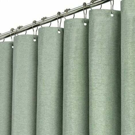 Rideau de douche en tissu Stall-120 x 180 cm Ensemble étroit de rideaux de douche en lin texturé avec 8 crochets en plastique, hôtel spa de luxe petits rideaux de bain imperméables pour salle de bains (1/5)