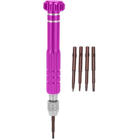 kit tournevisTournevis 5‑en‑1 Multifonction Aluminium pour Réparation de Montres Bijoux et Smartphones - Violet (1/5)
