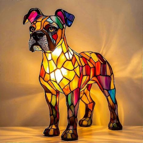 Lampe Chien Série Chien Veilleuse Art Résine Décoration Canine Bureau Accent Décoration Intérieure ( E ) (1/2)