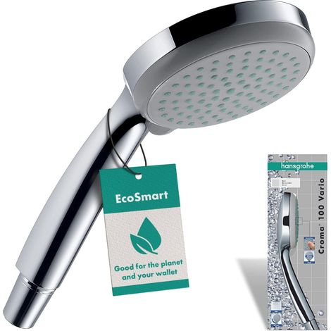 hansgrohe Croma 100 - Doccetta per doccia a risparmio idrico 9 l/min (EcoSmart), Doccino con 4 getti, Soffione doccia rotondo (⌀ 100 mm) con funzione anticalcare, cromo, 28537000 (1/5)