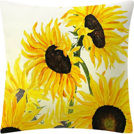 Housse De Coussin - Polyester Jaune Vif 45cm - Motif Géométrique Carré - Pour Salon Chambre Canapé - 1 Pièce (1/5)