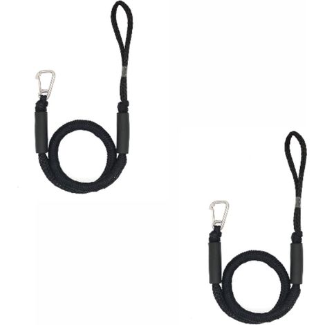 Attrezzatura per ormeggio barche - 2 pezzi - Cima d'ormeggio per barche - Cima d'ormeggio - Cima per barca - Accessori per barche per banchina - Cima d'ormeggio con ganci - Kayak - Moto d'acqua - Nero (1/5)