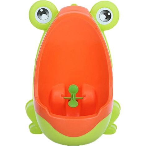 Urinoir sur pied pour enfants, motif grenouille mignonne, avec ventouse, fixation murale, vert fruit et orange. (1/4)