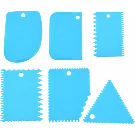 Ensemble de 6 racloirs et coupe-pâtes en plastique, de couleur bleue, pour le pain, les pizzas, les gâteaux et les pâtisseries.-AquaForge (1/5)