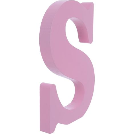 Décoration de Lettres en Bois Rose, Socle S Rustique, Légère (1/5)