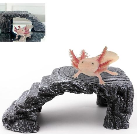 Axolotl cave hideaways for aquariums & terrariums, shelter for catfish, crayfish, fish, turtles, betta fish, geckos, frogs, resin aquarium decoration