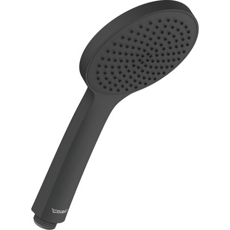 Teleducha Duravit universal, con rociador Lluvia, redonda (Ø 110 mm), con toberas de silicona de fácil limpieza, negro mate