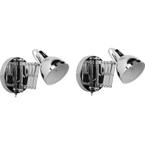 Set di 2 lampade da parete applique estensibili metallo argento 33 cm Harrington