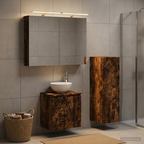 vidaXL Bathroom Furniture Set 4 pcs Smoked Oak (1/5)