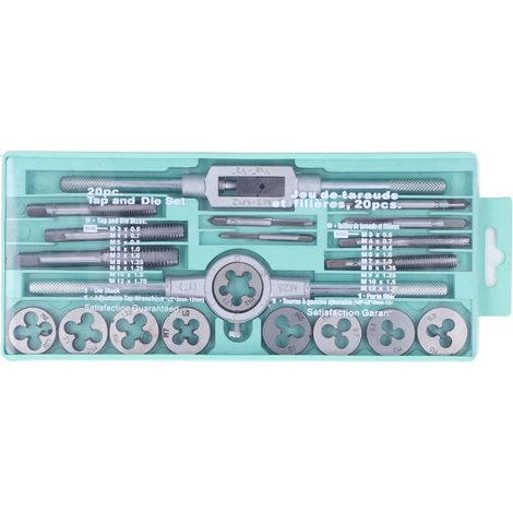 20 Pièces Jeu de Tarauds et Filières Acier Outillage Réparation Auto DIY Aluminium Fonte (1/5)