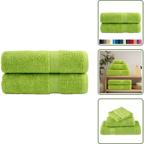 Saugfähigkeit - vidaXL Premium-Handtücher SOLUND 2 Stk. Apfelgrün 50x100 cm 600 g/m² - Maschinenwaschbar (1/5)
