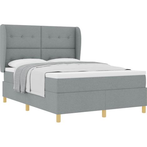 Maison Exclusive - Lit à ressorts avec tête de lit Gris clair 200 x 160 cm tissu (1/5)