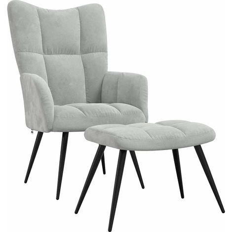 Relaxing chair with Footstool Light Grey Velvet vidaXL
