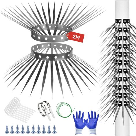 200cm Bande Anti Fouine en Acier Inoxydable, Découpable, Ceinture Anti Chats avec Accessoires, Ceinture Anti Fouine pour Tuyau de Descente, Grenier, Arbre Maison, Gouttière, Jardin (1/5)