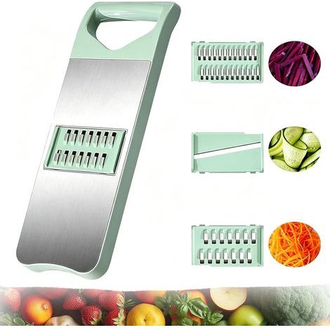 Multifunctional Vegetable Cutter and 3-in-1 Mandoline Slicer, Kitchen Mandoline, Vegetable Cutter, Stainless Steel, Vegetable Grater for Cabbage, Onion, Carrots, Lemon (1/5)