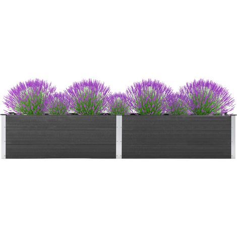 Jardinière, Pot de Fleurs d'extérieur, Lit surélevé de jardin 200x50x54 cm WPC Gris OIB4094E (1/5)