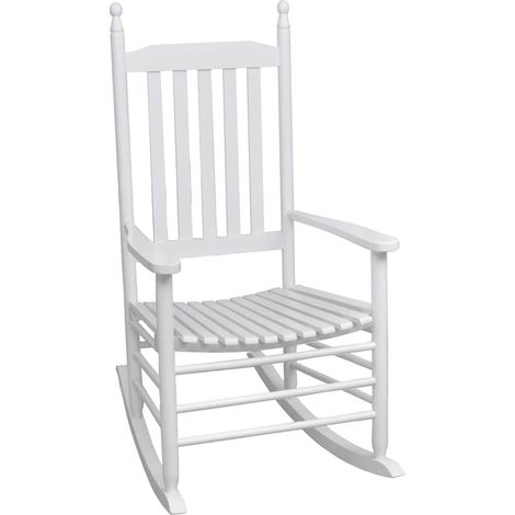 vidaXL Chaise à bascule avec siège incurvé Blanc Bois (1/5)
