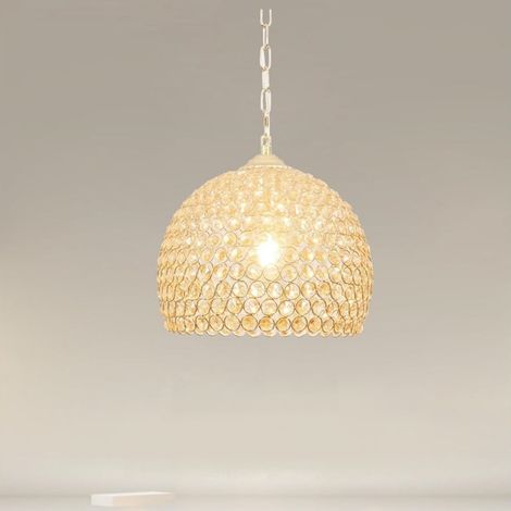 TrAdE Shop Traesio - Lampadario A Sospensione Semi Sfera Oro Cupola Con Cristalli Incastrati E27 32958 - (1/3)