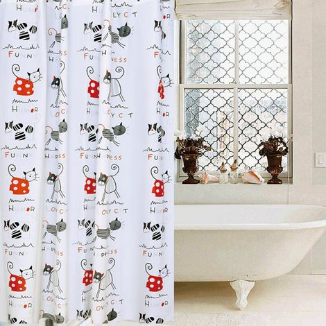 Rideau de douche chat abstrait avec lettres, accessoire de salle de bain pour décoration, thèmes des chats, cadeaux pour femmes, hommes, enfants, filles et amateurs de chats. 120180cm， BLOW (1/5)