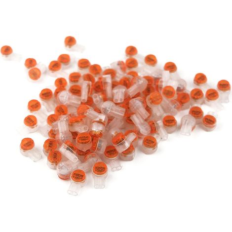 100pcs UY2 Cable Connectors Quick Splice Terminals Waterproof Connector with Transparent Orange Button (1/5)