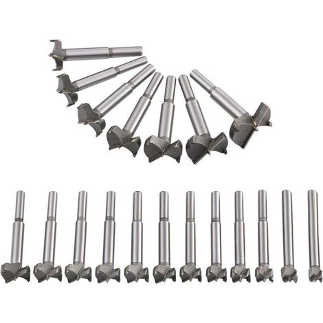 19-teiliges Holzbohrer-Set (10 mm – 40 mm) mit Hartmetallbohrern, zum Einbau von runden Türen und Schubladen, Formbohrer für saubere, flache Löcher in Holz