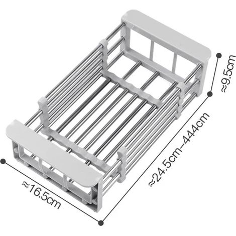 Escurridor de platos ajustable, escurridor de platos de acero inoxidable, escurridor para frutas y verduras, escurridor de cocina, pequeño (1/5)