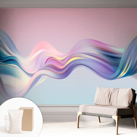 Papier peint intissé décoratif pour salon chambre et cuisine Facile à poser avec colle Vagues colorées 312x219 cm (1/5)