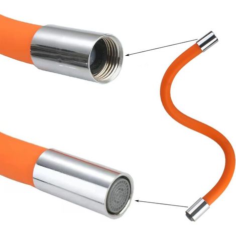 Tuyau flexible de robinet de cuisine, rallonge de robinet de cuisine avec douchette anti-éclaboussures, rallonge de mitigeur rotative à 360 degrés (30 cm) (1/4)
