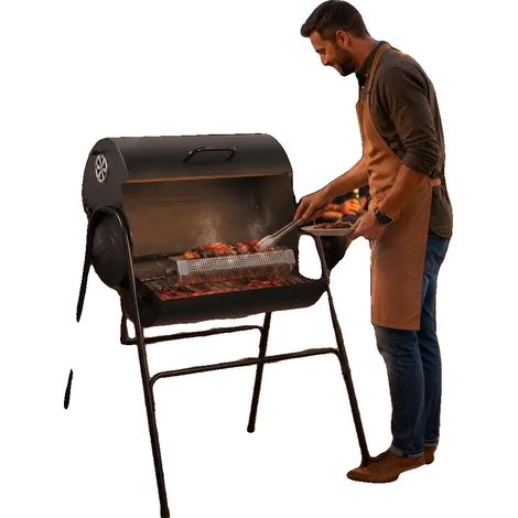 Tube à fumer, Design hexagonal, Accessoire de barbecue pratique, Noir (1/2)