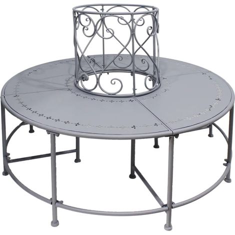 Banc Tour d'Arbre d'extérieur Belle Époque - Gris - 123 x 123 x H 90 cm - Livraison gratuite